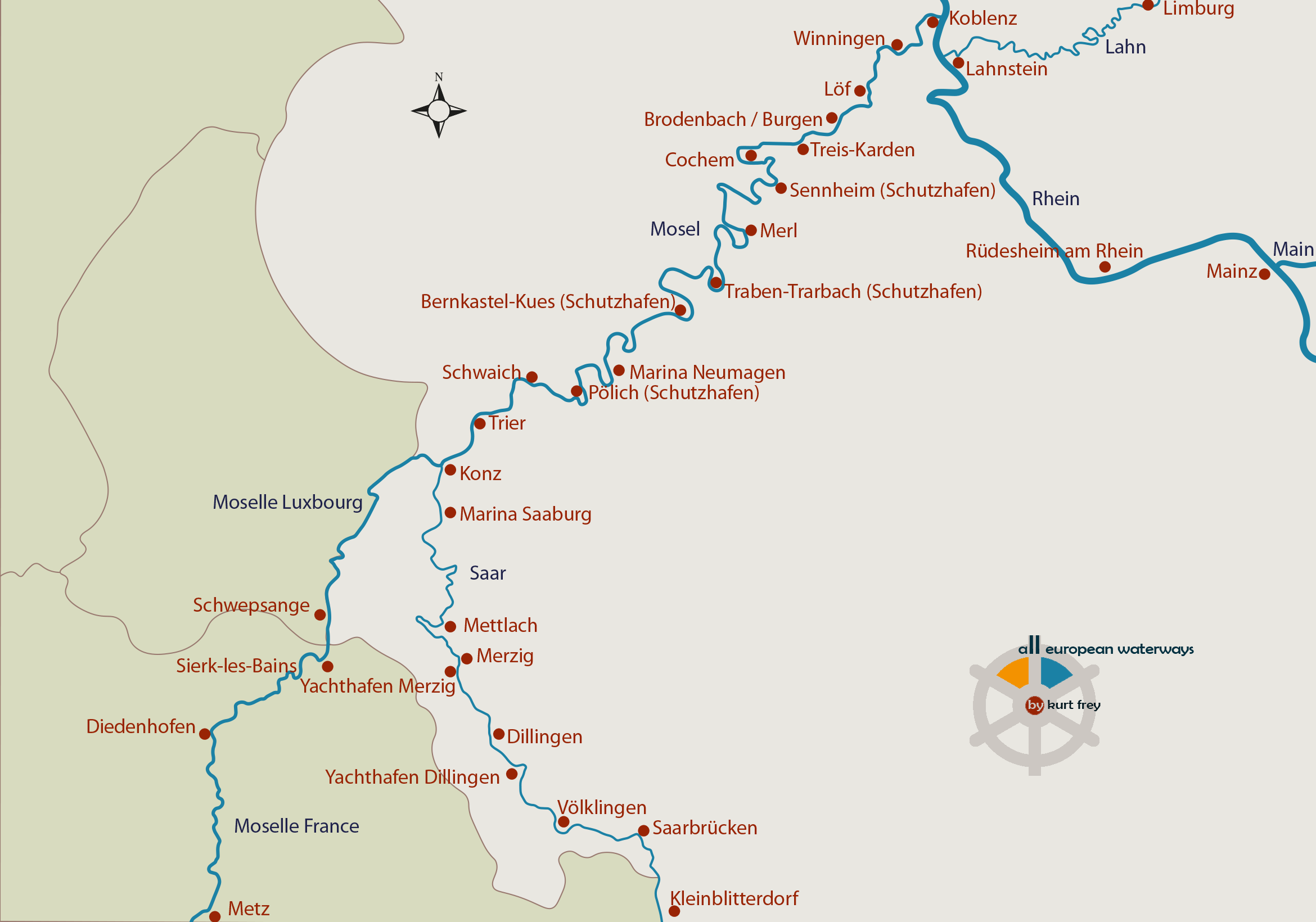 Schiffbare Gewässer, Flüsse, Kanäle, Wasserwege und Seen in Deutschland