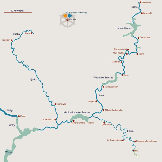 Wasserwege in Russland: Die Kama, einer der grossen Nebenflüsse der
