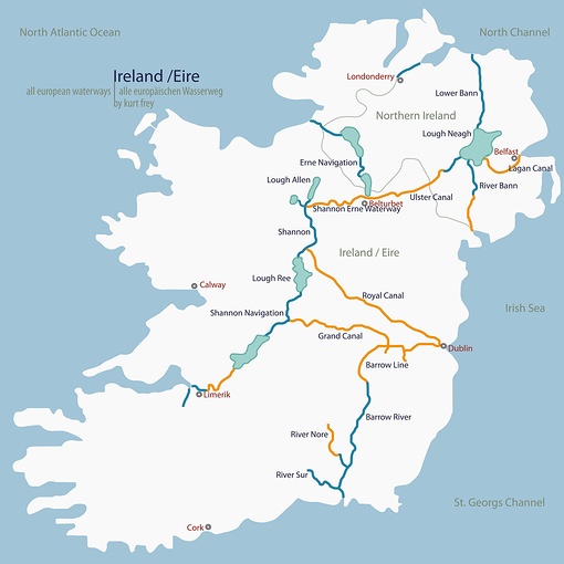 Die schiffbaren Gewässer, Flüsse und Seen in Irland – Waterways